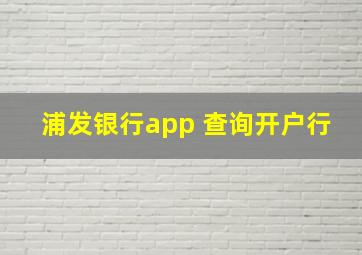 浦发银行app 查询开户行